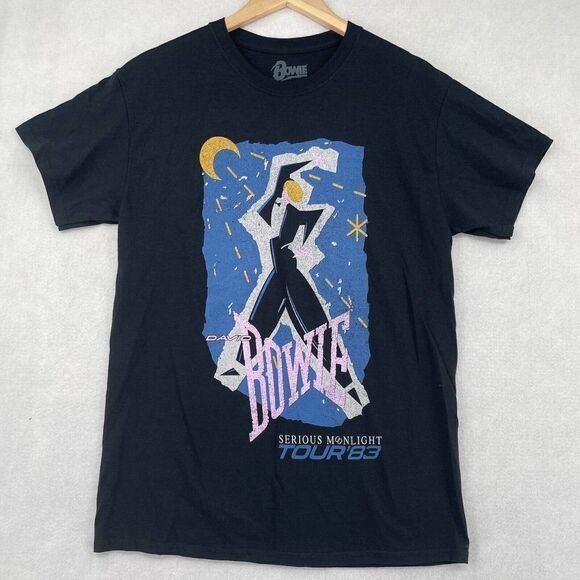 David Bowie Serious Moonlight Tour Graphic Tee Black NWOT M - Picture 2 of 7